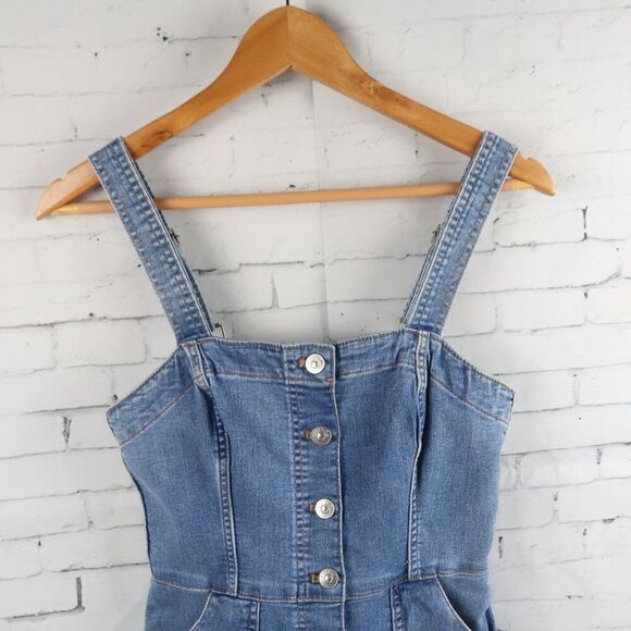 DIVIDED BY H&M BLUE DENIM BUTTON DOWN DRESS WITH POCKETS SIZE 4 - Picture 5 of 9
